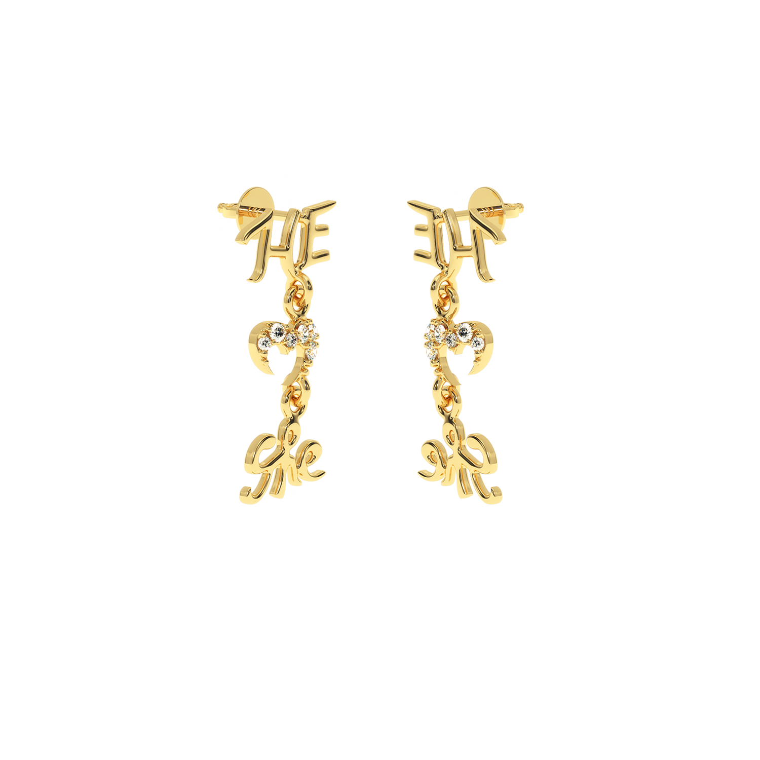 Buy He & She Heart Diamond Earrings 0.08Ct | Solitairekart